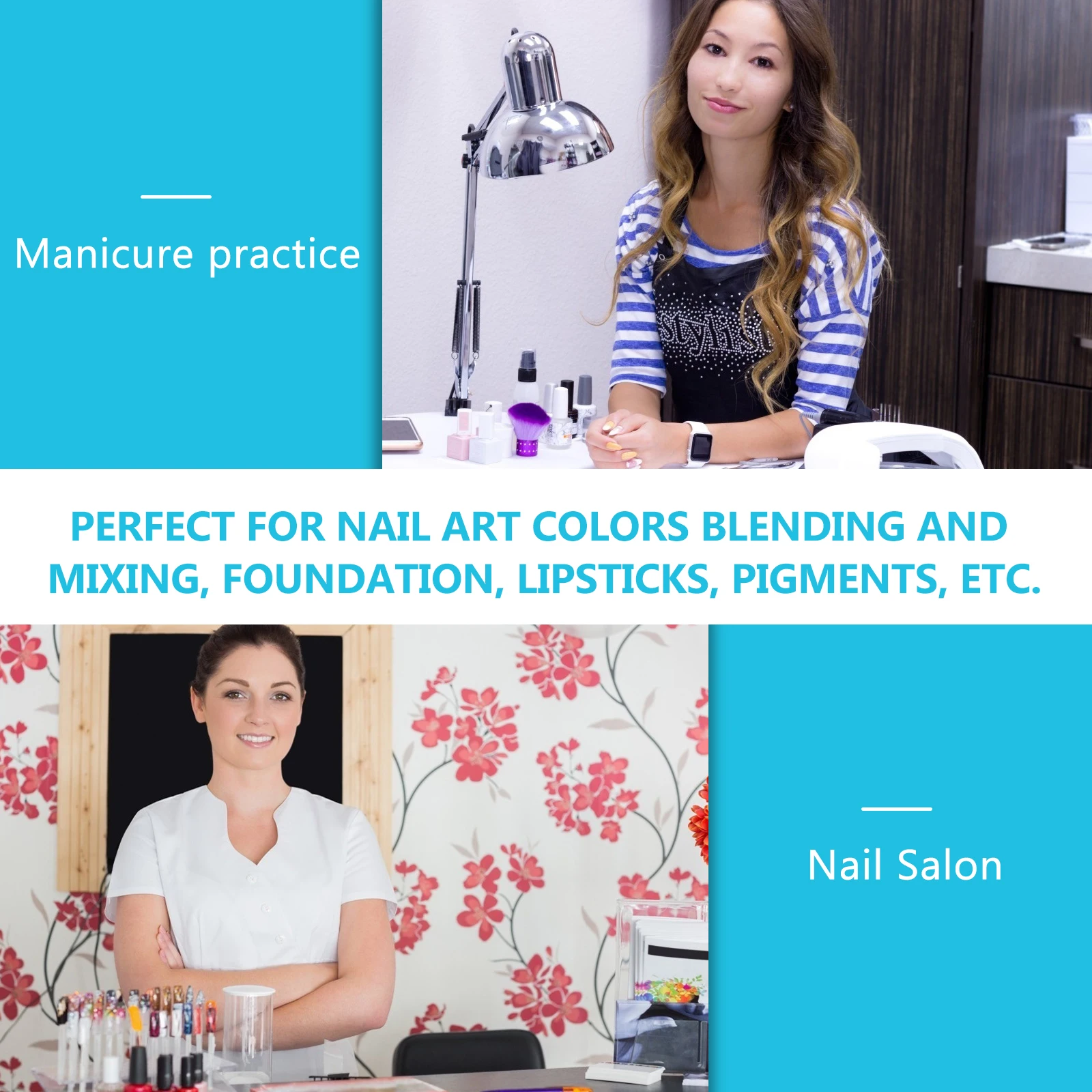 Tavolozze acriliche per trucco da 3 pezzi Piastra per miscelazione colori trasparente portatile Tavolozze per manicure per nail art Piastra per miscelazione colori per strumenti da salone