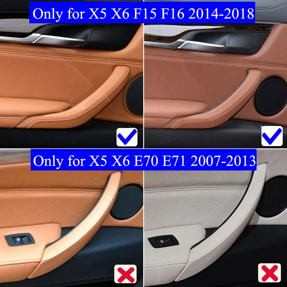 Maniglia per porta passeggero sinistra destra con sostituzione del gruppo copertura in pelle per BMW X5 X6 F15 F16 2014 2015 2016 2017 2018