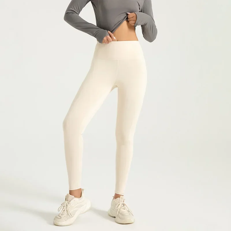 Neun-Punkt-Hose für Damen, Leggings, hohe Taille, einfarbig, Yoga-Sporthose, hochelastische Leggings, Laufen, Fitnesshose, 3XL – Detail 18