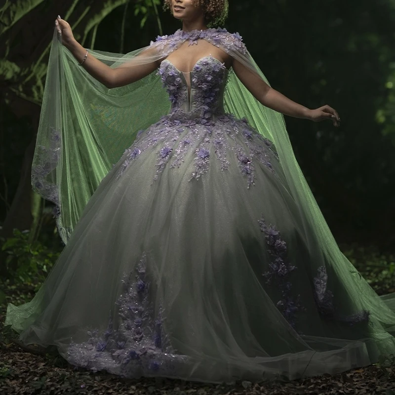 

Green Shiny Quinceanera Dresses Off The Shoulder Applique Flower Beading Crystal Bow Tull Corset Party Birthday Sweet 16 Dress