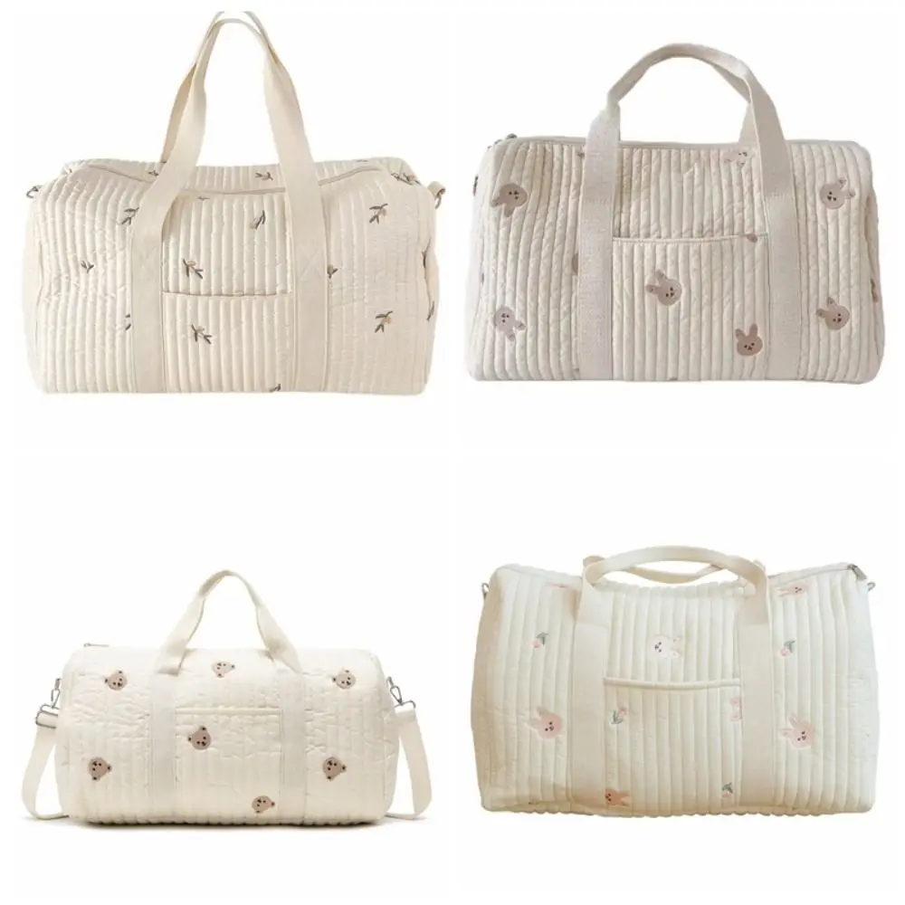 

Large Capacity Travel Luggage Bag Multi Functional Foldable Embroidered Travel Bag Cartoon Bear Sweet Flower Cute Mommy Bag Home