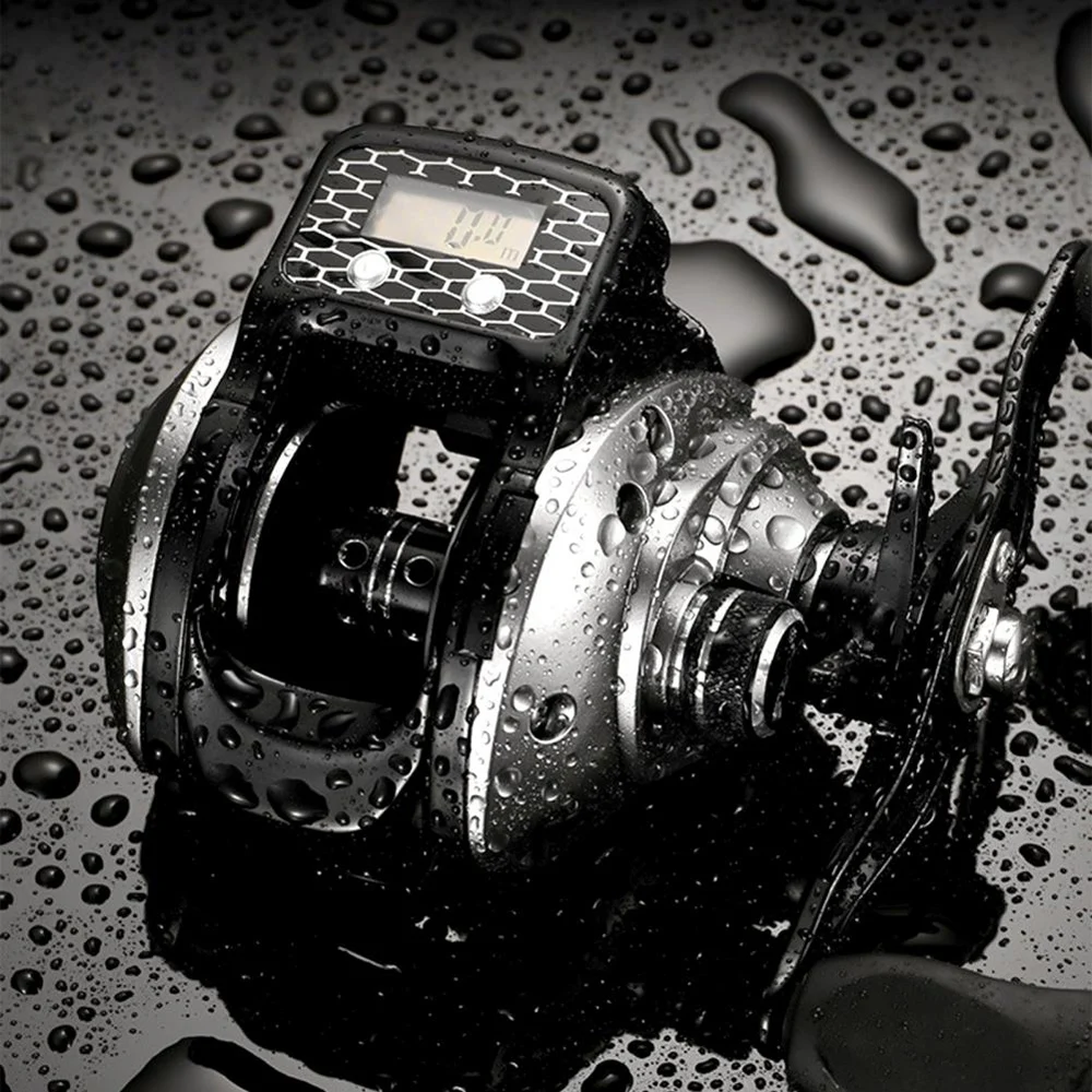 Electric Digital Display Baitcasting Fishing Reel Line Counter 16+1BB Ball Bearing 6.3:1 High Speed Gear Ratio Casting Wheel