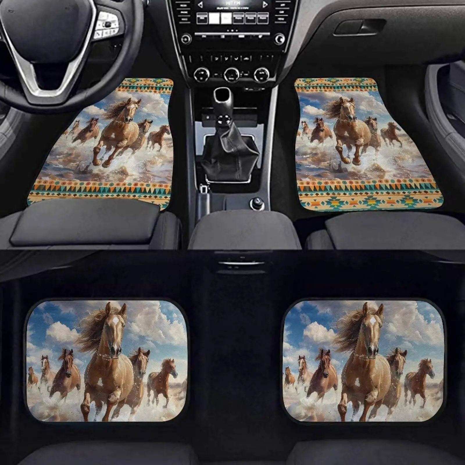 

Alfombrillas Automotrices Para Caballos Tribales, Alfombrillas Para El Suelo L Coche, Fácil Limpieza, Antipolvo, Con Parte Trase
