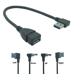 Przedłużacz USB USB 3.0 męski na żeński kątowy 90-stopniowy adapter USB w górę/w dół/lewy/prawy Cabo USB 0,2 m