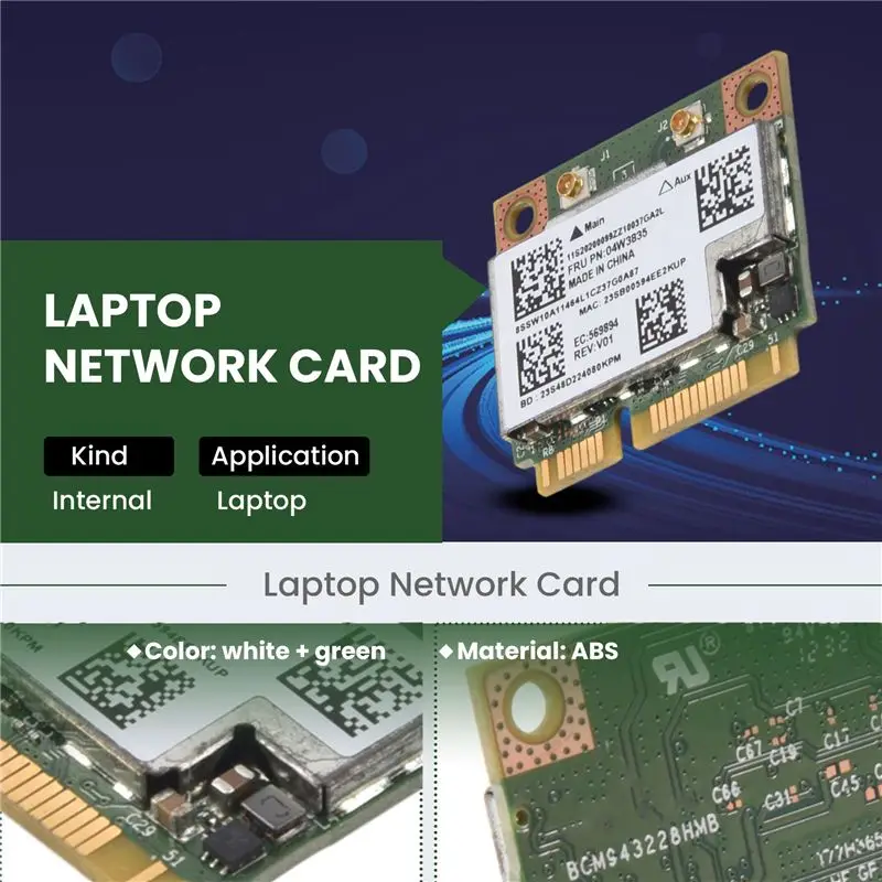 BCM943228HMB 04W3764 WIFI Wireless Bluetooth 4.0 Half MINI PCI-E Card Compact For Lenovo E130 E135 E330 E335 E530 E535 E430 - view 2