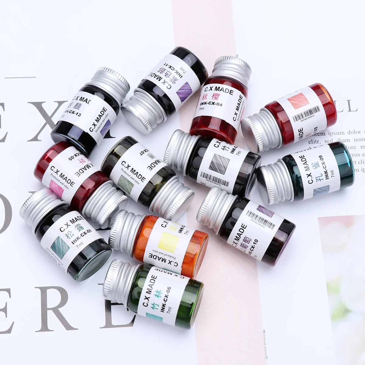 

12 Pcs Fountain Pen Ink Painting Colored Bottled Luminous Gold Powder Non-carbon