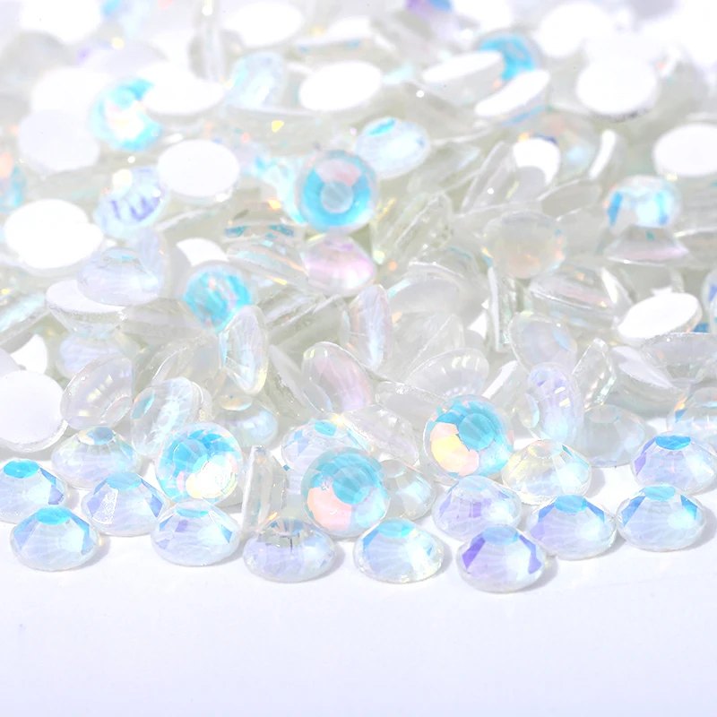 1440PCS SS6-30 Luminous Glass Mocca Opal White Nail Art Decorations Non Hotfix FlatBack Rhinestones Stones Crystals Strass Top