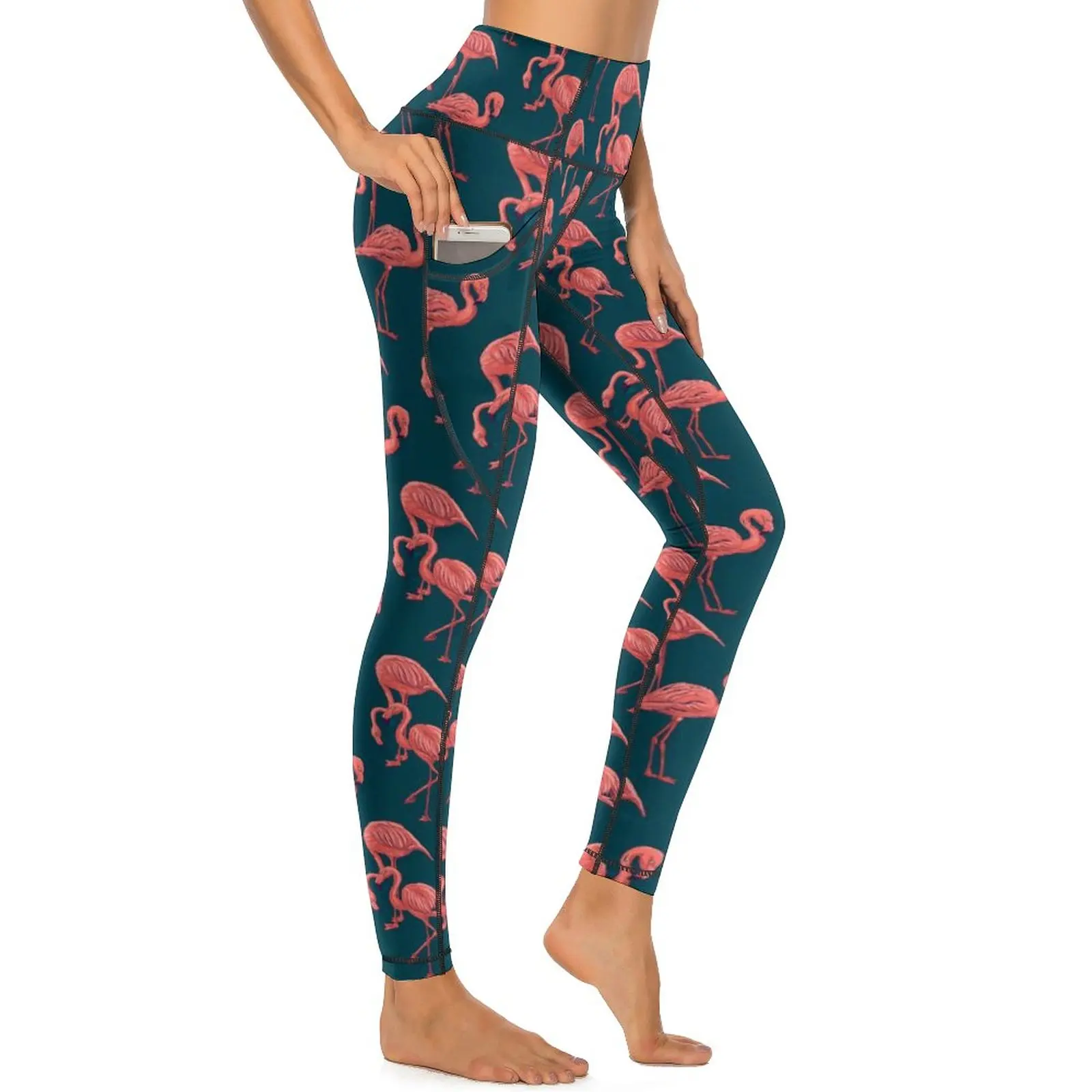 

Tropical Birds Yoga Pants Sexy Pink Flamingo Print Graphic Leggings High Waist Gym Leggins Lady Fashion Stretch Sports Tights