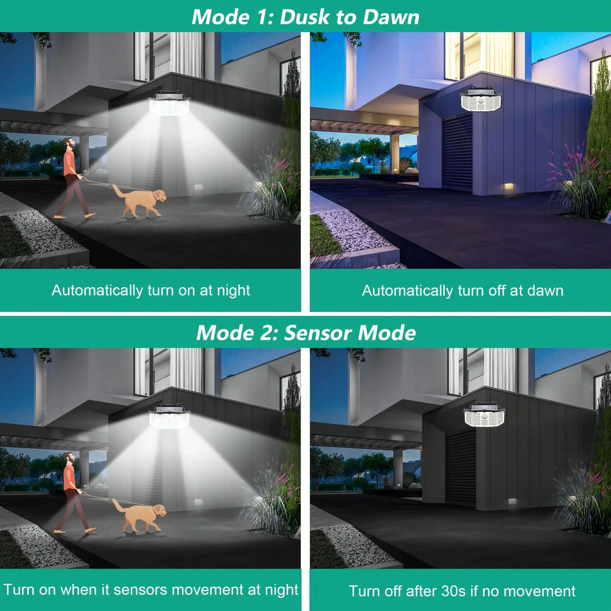 IP65 Waterproof Solar Outdoor Lights - 2 Pack 252 LED Motion Sensor Lights Solar Security Flood Lights for Backyard Patio Patio