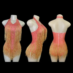 VPackage Club Party Dance Costume for Women, Strass Kly, Fringe Drum Suit, Stage Wear, Sexy Tassel Leotard, Performance Clothing, 7G