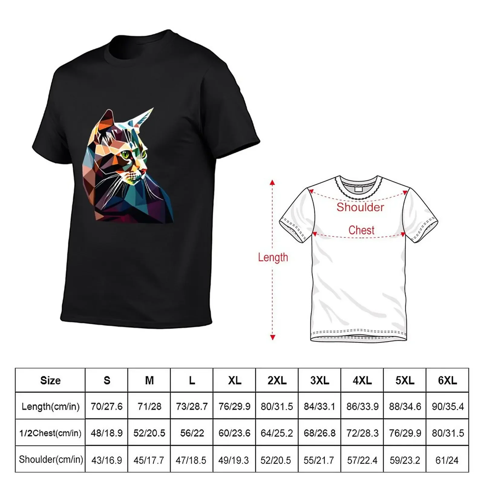 New Urban Polygonal Cat T-Shirt Aesthetic clothing plus size clothes customs vintage clothes black t-shirts for men