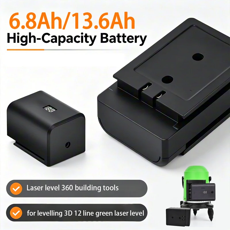 6.8Ah/13.6Ah Chargeable high power battery Laser level 360 building tools for levelling 3D 12 line powerful green laser level