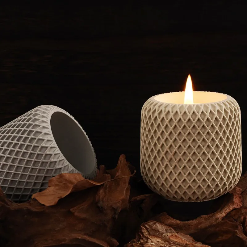 Concrete Mesh Irregular Candle Cup Silicone Mold DIY Mesh Gypsum Cement Tank Silicone Mold