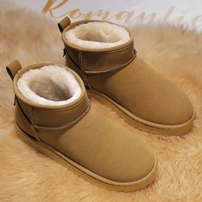 

Classic Yellow Snow Boots Man Winter Short Plush Ankle Boots For Men Woman Suede Boots Outdoor Non-slip Platform Fuzzy Shoes Men
