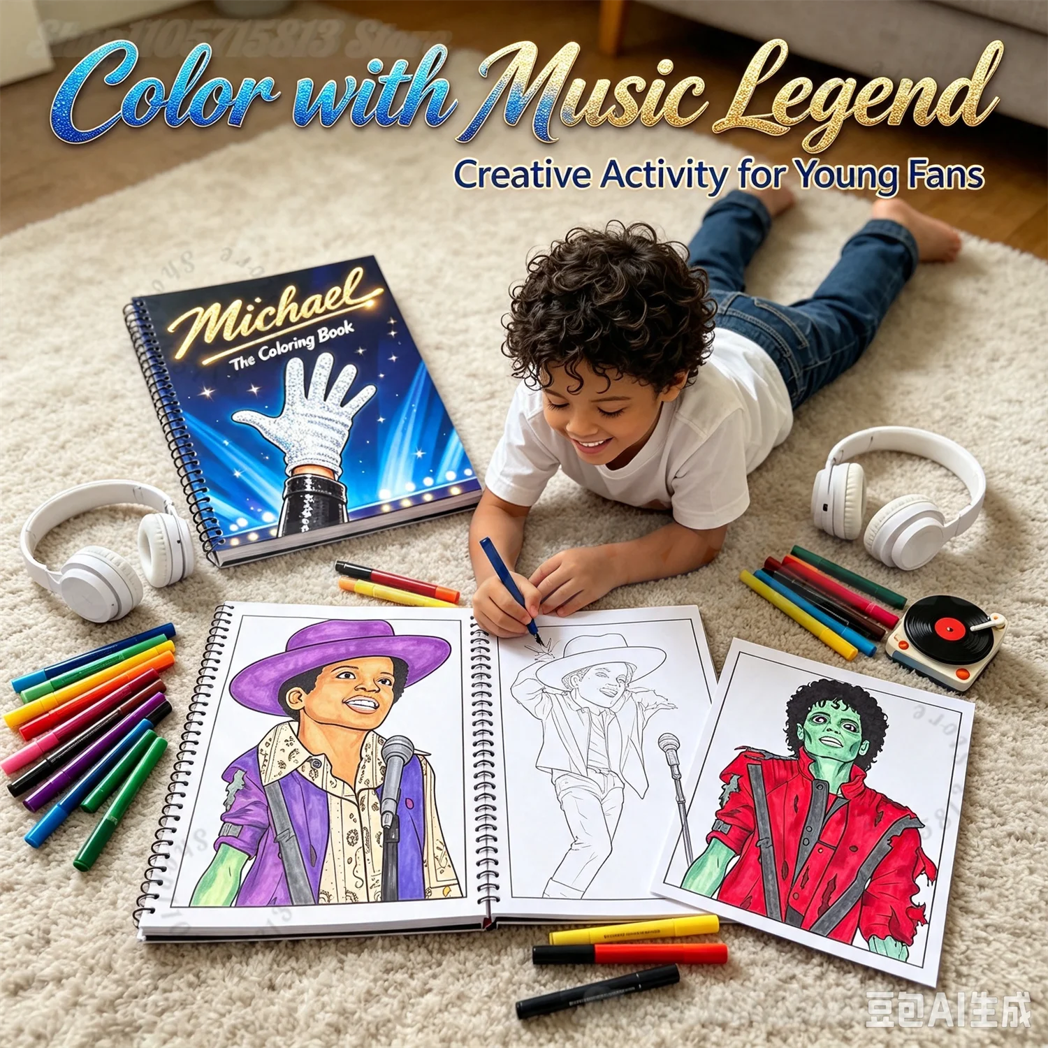 2026 Michael Jackson The Coloring Book,Pop Star Themed Coloring Book,Sketch Drawing Notebook, Music Fan Collection Gift