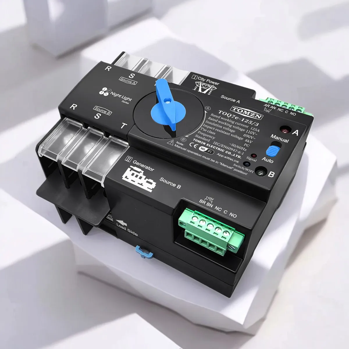 TOMZN 110V 120V Three-Phase WiFi Smart ATS Dual Power Auto Transfer Selector Switch Uninterrupted Transfer 2P 3P 4P EWeLink