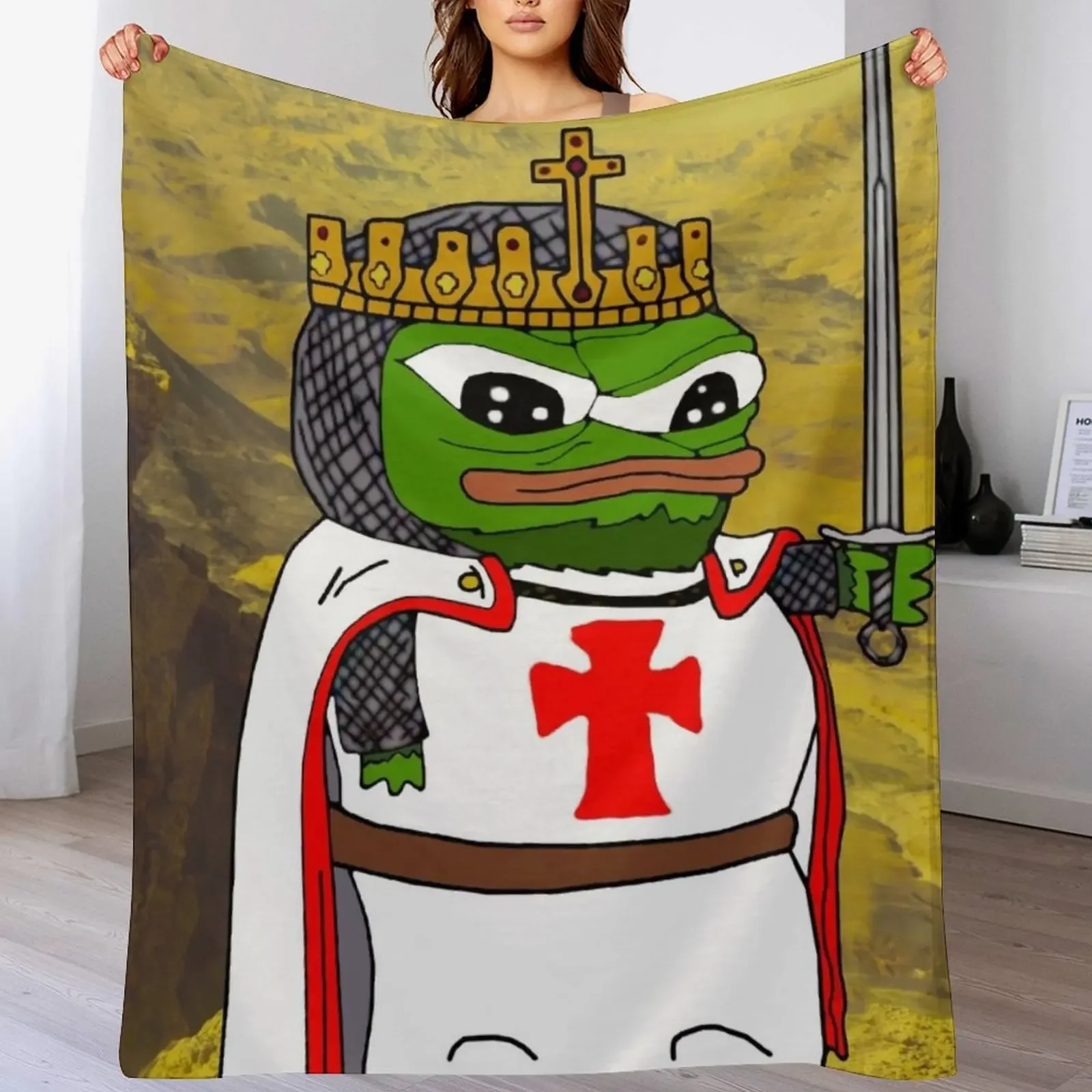 

Pepe Knight's Templar Apu Throw Blanket Soft Warm Blanket Gift for Men Women Adults