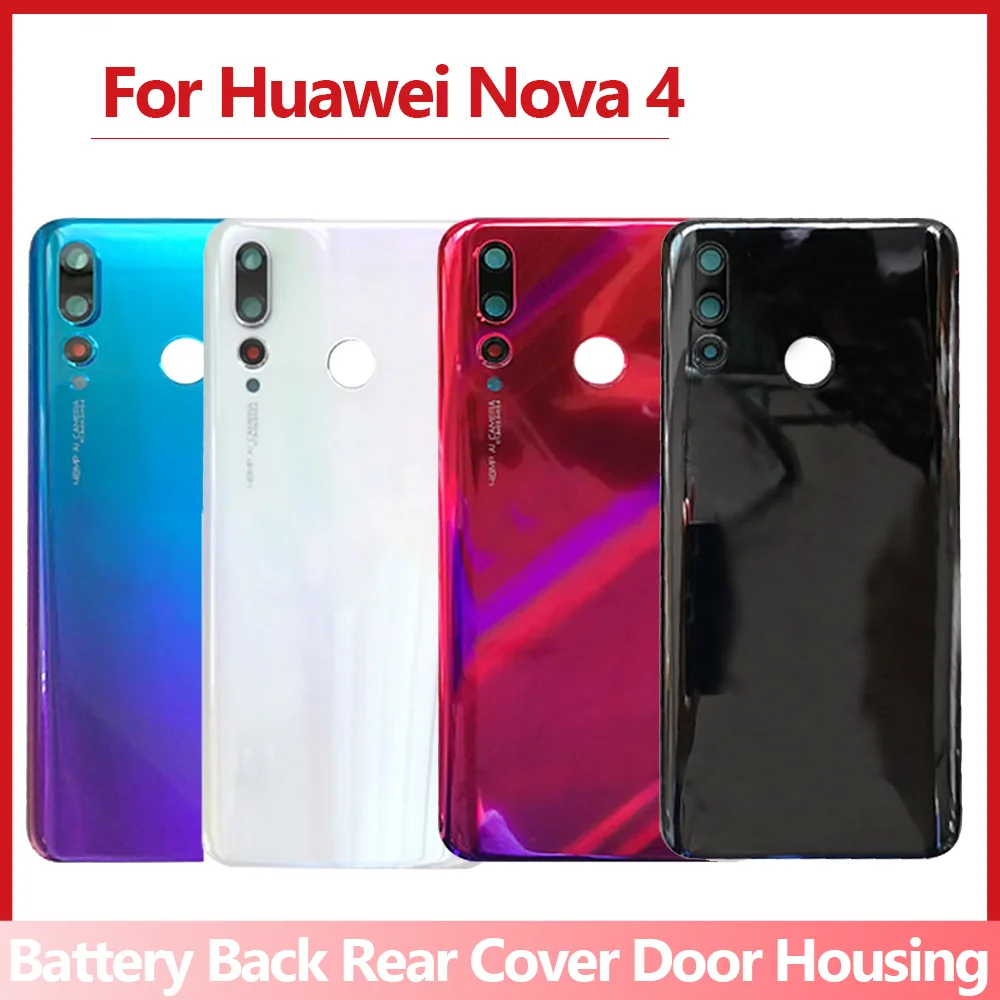 

New Housing For HUAWEi Nova 4 Back Battery Cover Rear Housing Door Case Lens Assembly Replacement For Huawei Nova4 Battery Cover