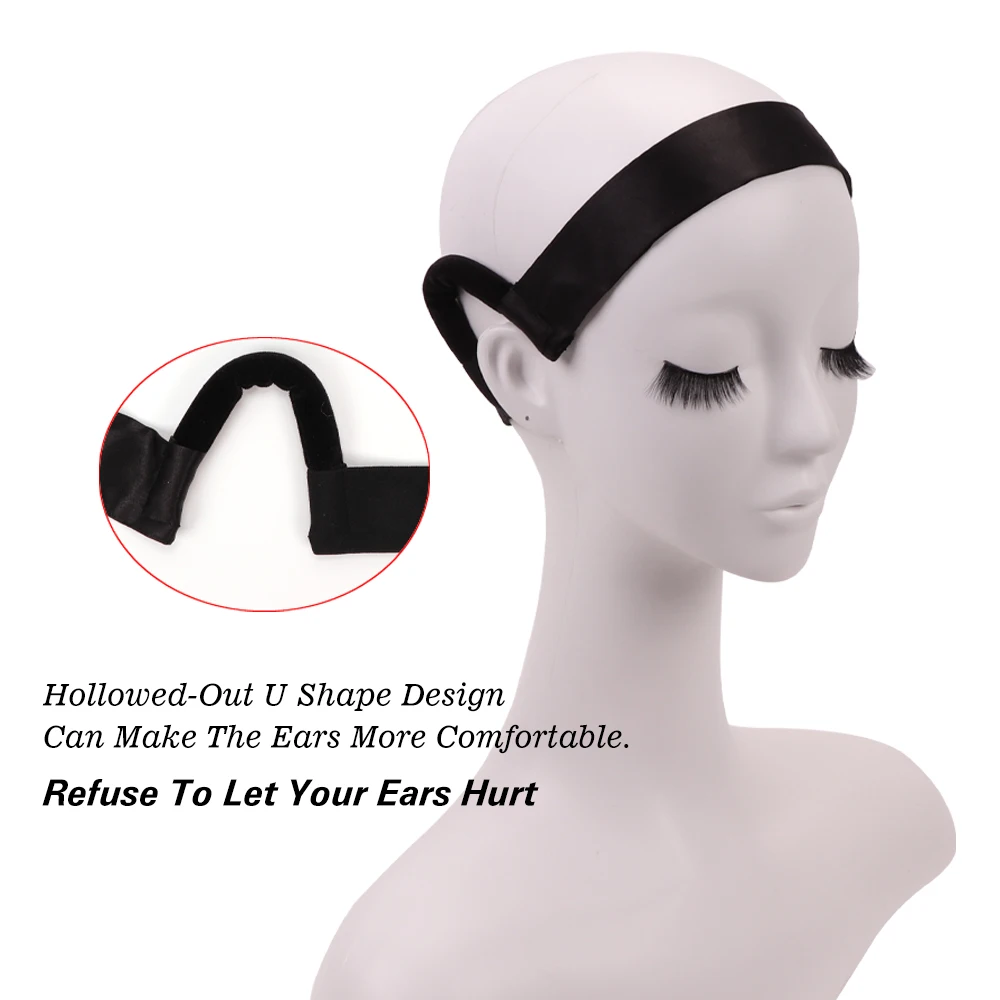 Silk Comfortalbe Satin Lace Band Painless Soft Wig Band With Ear Cut Ours Tools Wig Melting Band Adjustable Black Rose Red Band