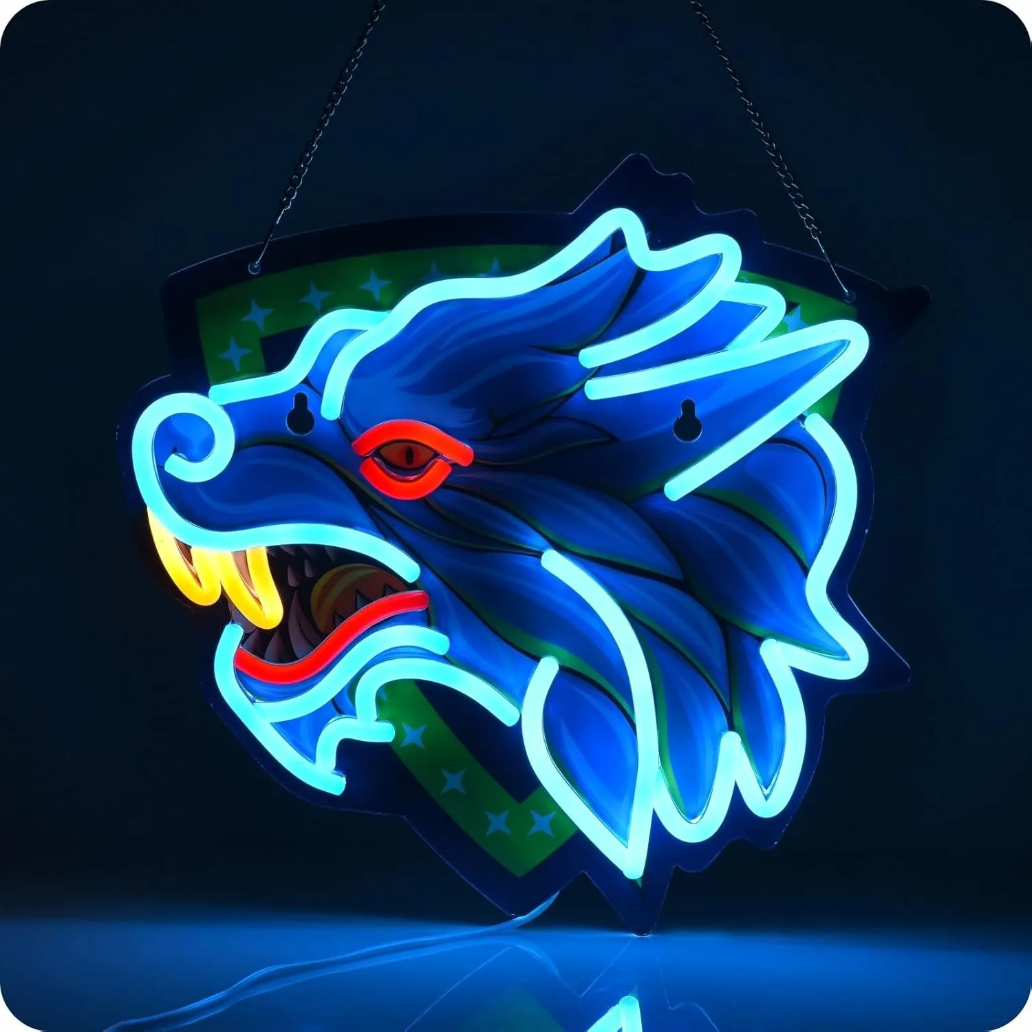 

Неоновые светодиодные настенные украшения с УФ-принтом волка, светоизлучающие вывески, подходят для бара, магазина, клуба, гаража, домашнего художественного декора