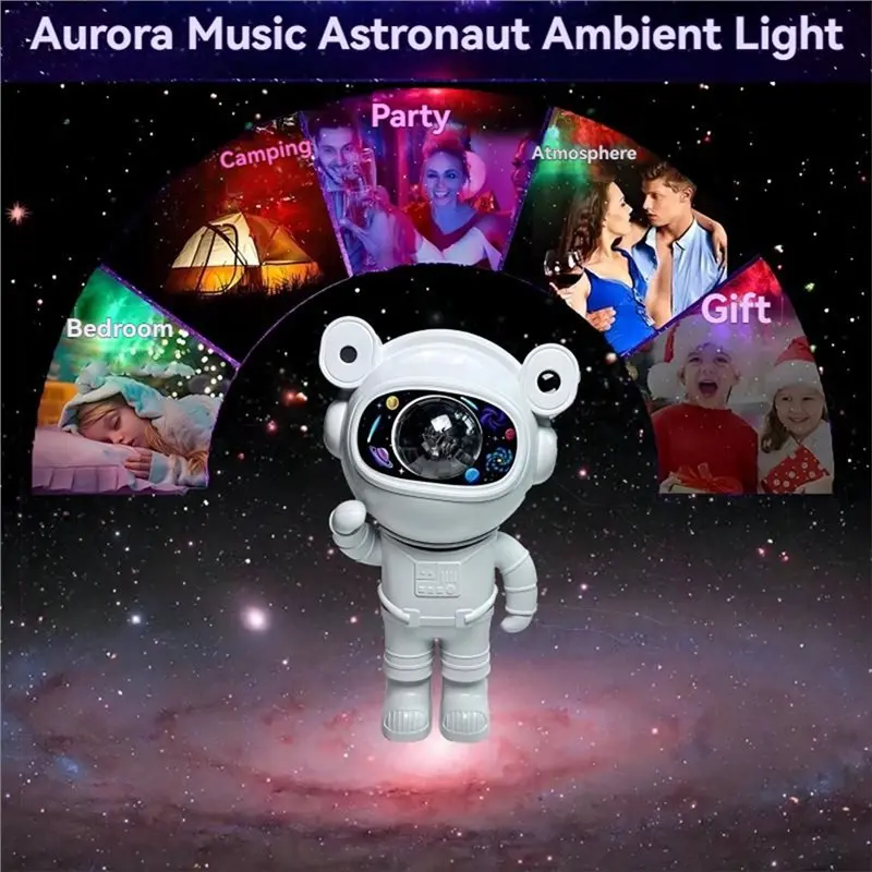 BMBY-Moon Lamp Nebulosa Galaxy Efeitos LED Star Light Projetor Astronauta Lâmpada de projeção infantil