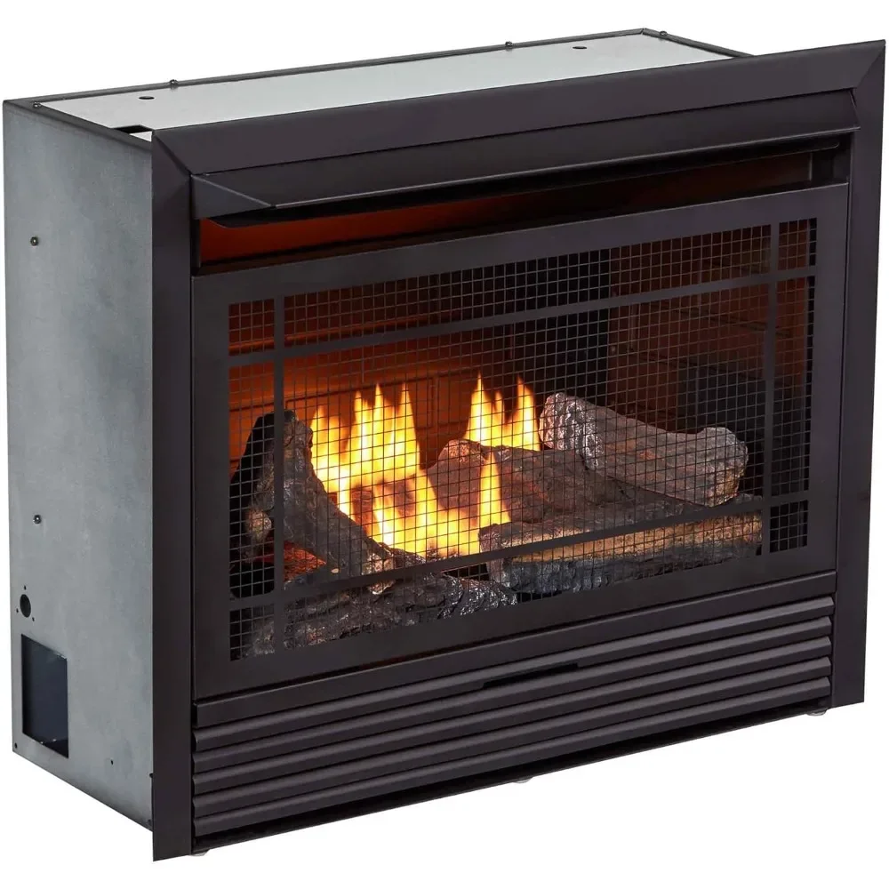 Télécommande, 5 bûches de feu, utilisation avec du gaz naturel ou du propane liquide, 26000 BTU, chauffe jusqu'à 1350 Sq. Fédération., Noir