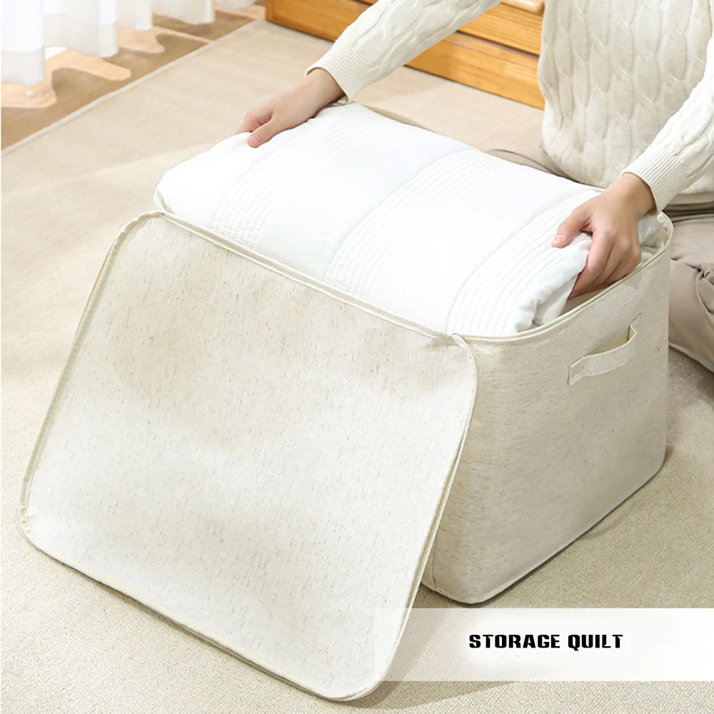 Bolsa de almacenamiento plegable para el hogar, caja de almacenamiento de algodón y lino, bolsa de almacenamiento de edredón grande, bolsa de