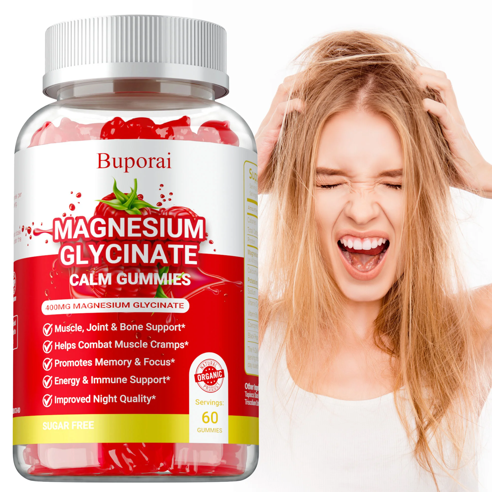 

Magnesium Glycinate Gummies - Natural Sleep, Promotes Muscle, Joint & Bone Health, Reduces Muscle Cramps and Muscle Pain