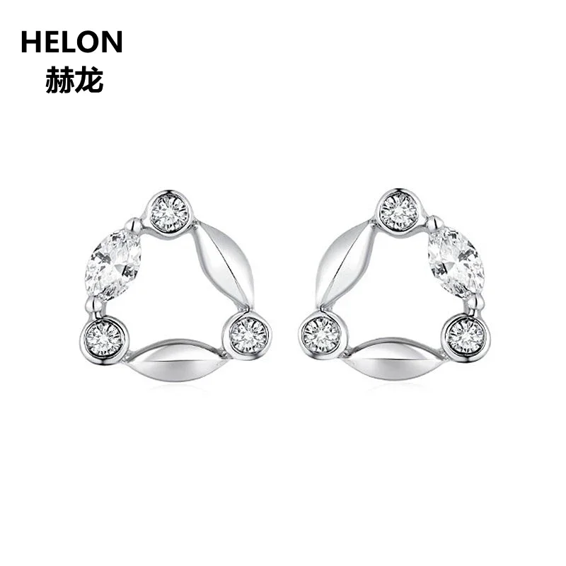 Solid 14k White Gold Women Stud Earrings 0.11ct SI/H Natural Diamonds Engagement Wedding Earrings Marquise Cut Diamonds