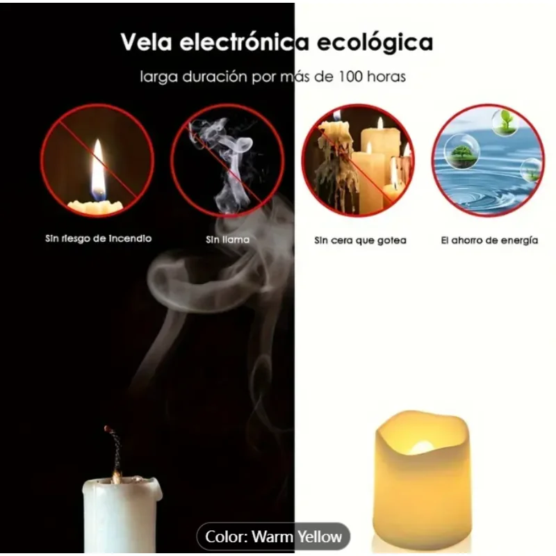 Confezione da 24 luci da tè a LED senza fiamma, alimentate a batteria, PP lucido, bianco caldo, adatte per la casa, Natale, Halloween, Pasqua, Ramadan