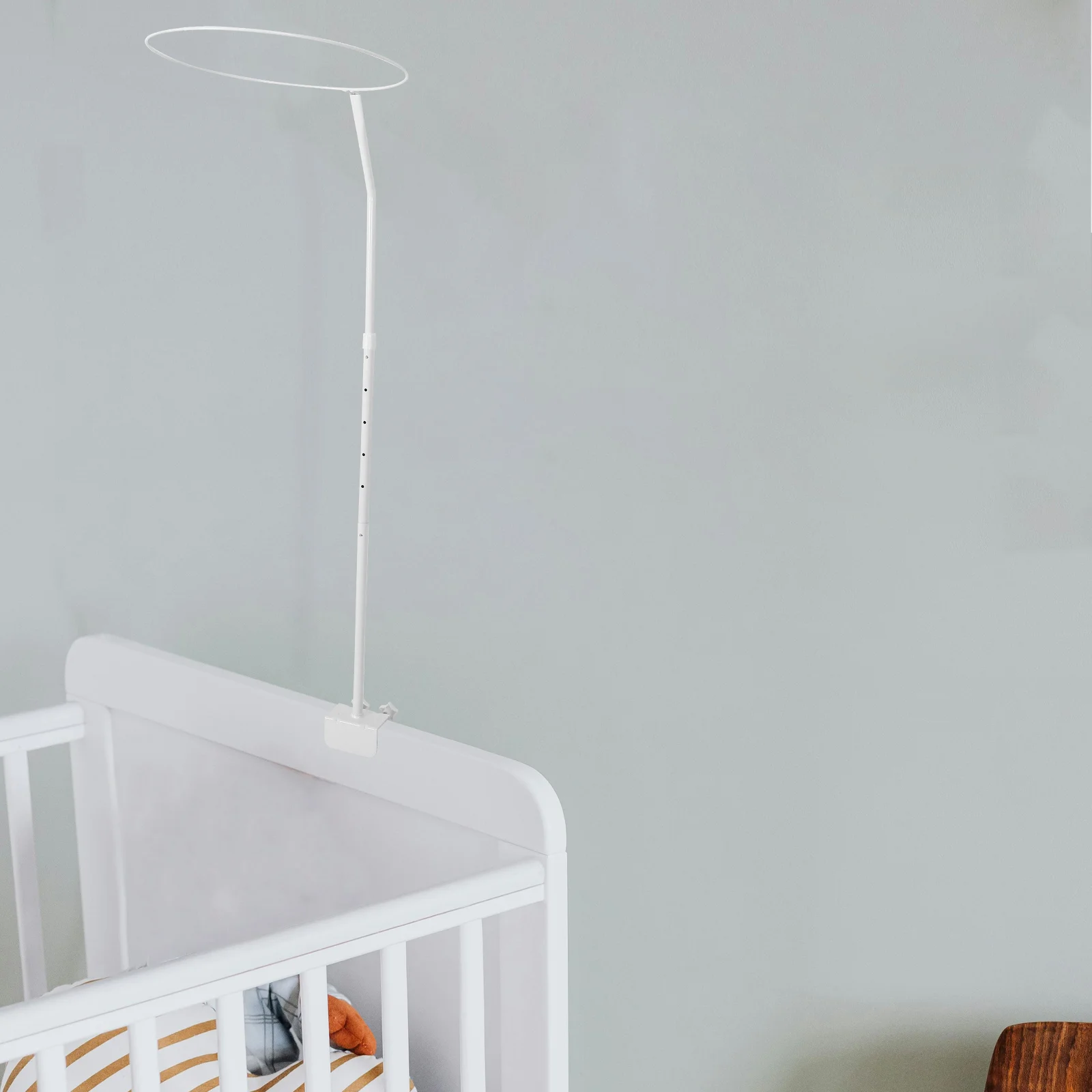 Mosquito Net Stand Double Clip Holder for Crib Baby Bed White Iron Bracket Sturdy Metal Canopy Cribs Newborn Accessories