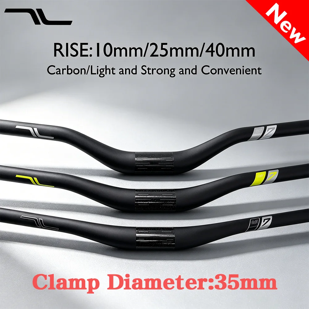 

2026 New Carbon MTB Handlebar 35mm Clamp Ultra-Light Bike Sweep Bar 700-800mm Wide Bicycle Cross-Country Parts 10/25/40mm