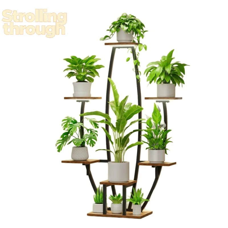 

7-ярусная большая подставка для растений, угловая подставка для цветочных горшков, металлическая изогнутая подставка для цветов