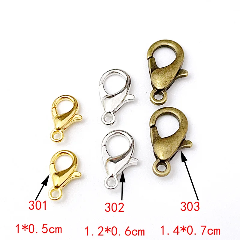 500-1000 Stück 302 Metallbeschichtete Weißk-Legierung Karabinerverschlüsse DIY Zubehör für Handgefertigte Halsketten und Armbänder – Detail 1