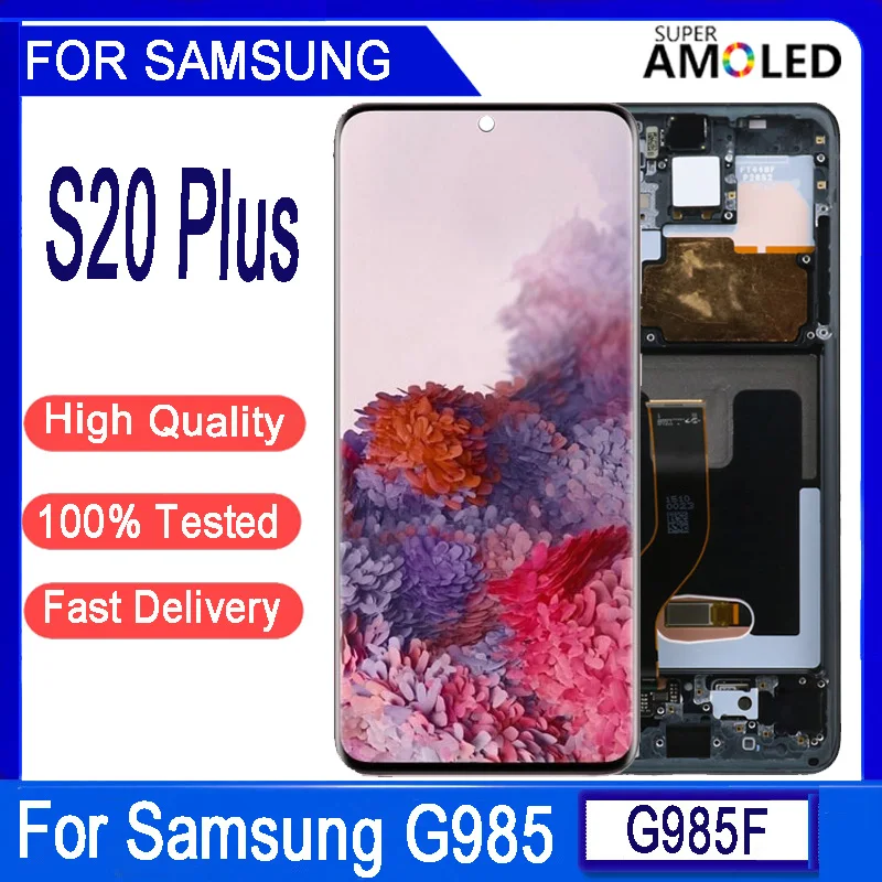 Super AMOLED para Samsung S20 plus Lcd G985 G985F G985F/DS con marco pantalla táctil digitalizador para Samsung s20 plus LCD