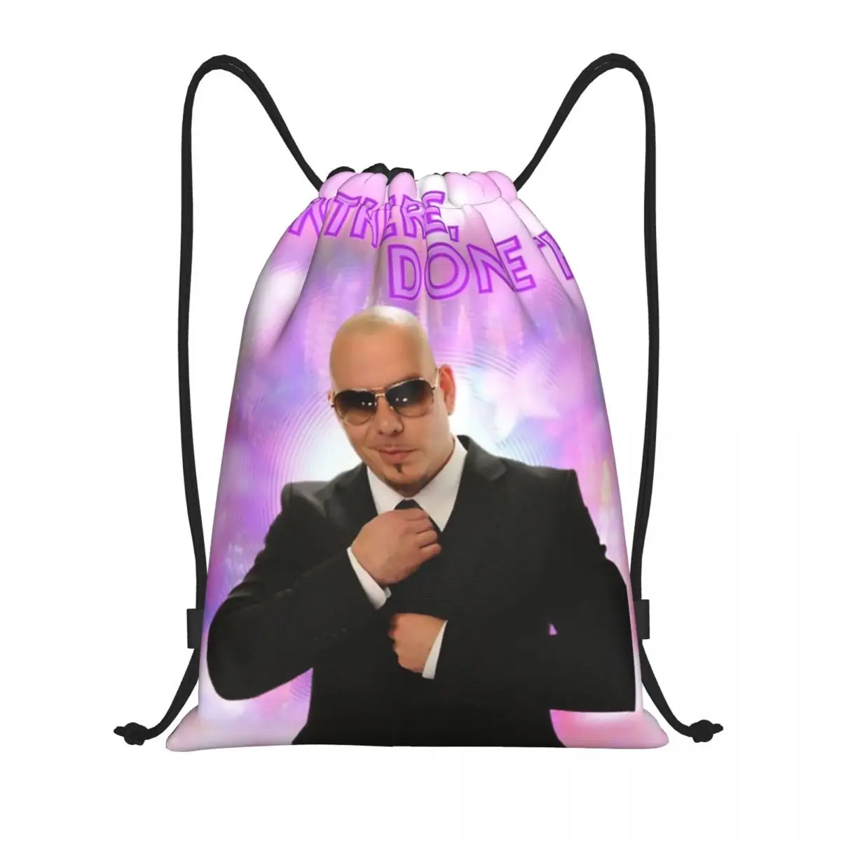 Custom Mr World Pitbull Drawstring Bags Women Men Lightweight American Rapper Singer Sports Gym Storage Backpack