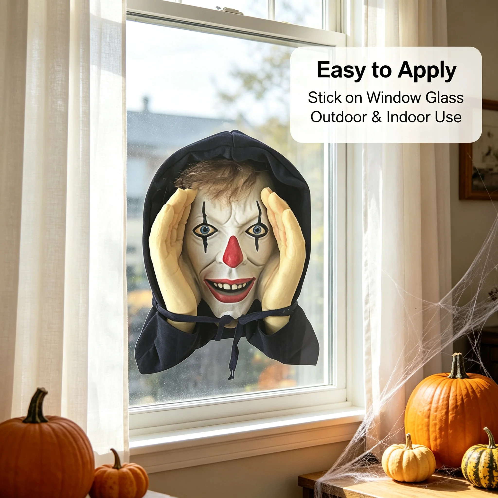 Halloween  Peeper Freak Halloween Decoration Clown Indoor Outdoor Window Stickers for Spooky House Party Scares