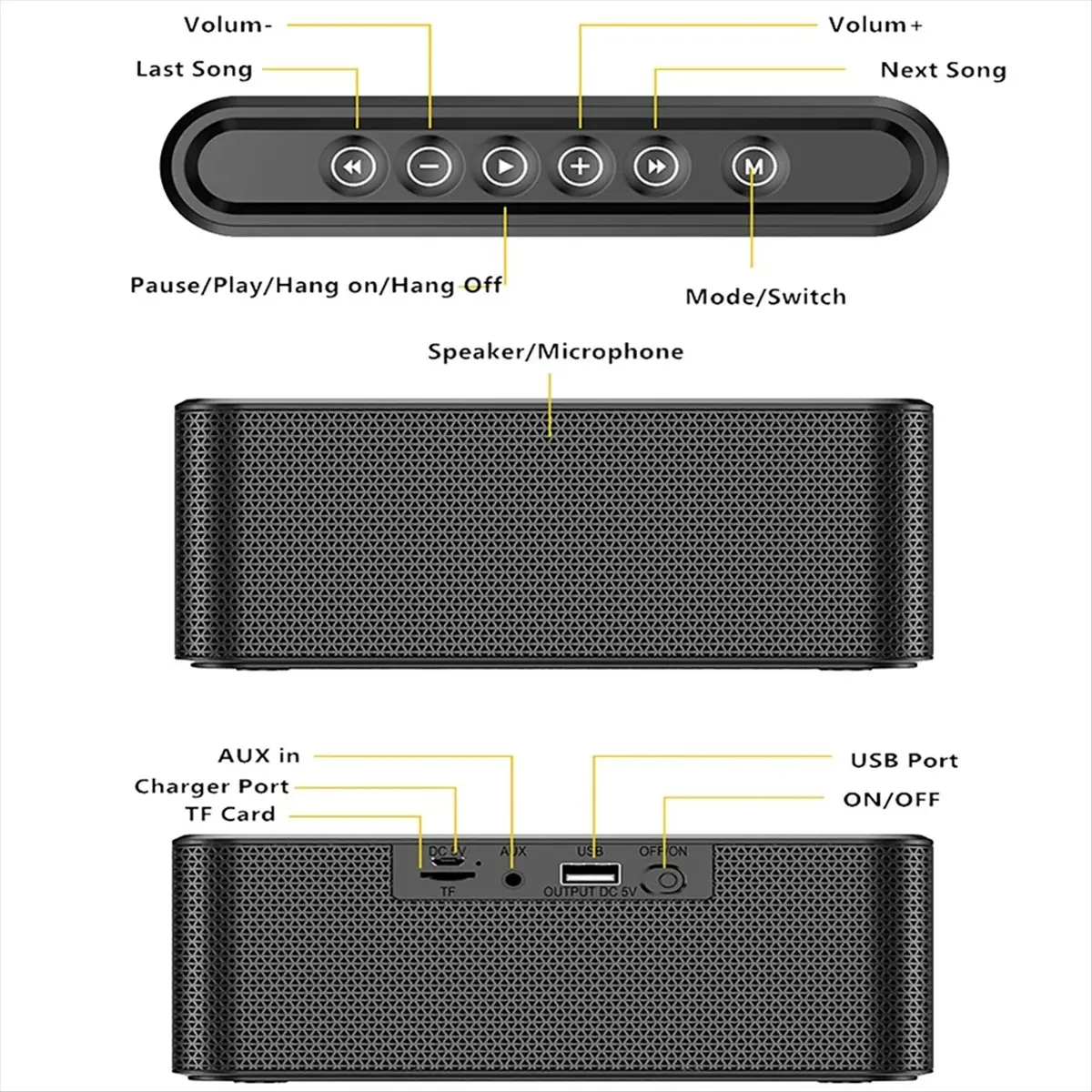 Mini Outdoor Wireless Speaker X6 Bluetooth Speaker Power Bank Bass Subwoofer with USB MP3 Portable Car Speaker