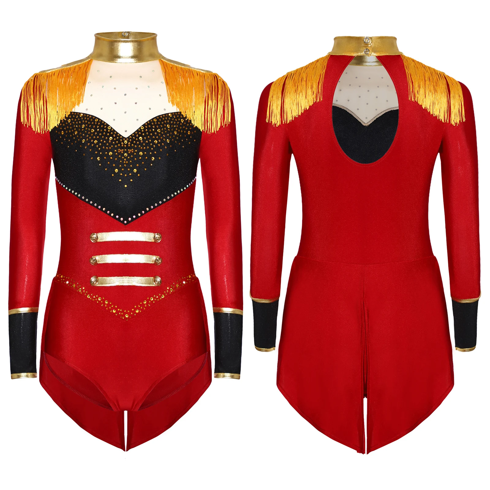 

Детский карнавальный костюм циркового манежа на Хэллоуин для девочек, блестящий смокинг со стразами и длинными рукавами, боди, карнавальная вечеринка, показано фокусником