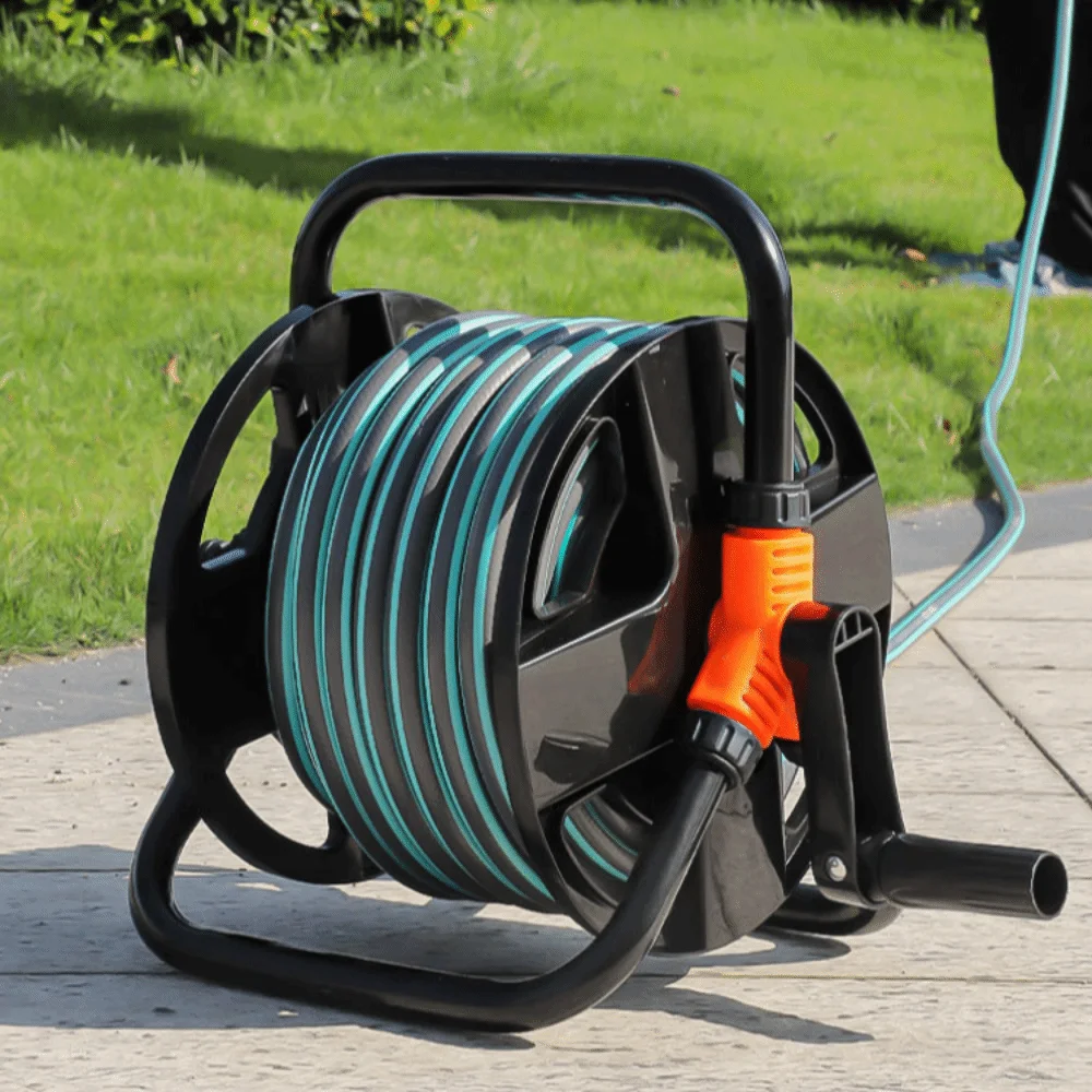 Heavy Duty Hose Storage Reel durable Multi-Purpose Water Pipe Storage Rack Space Saving Collapsible Handle