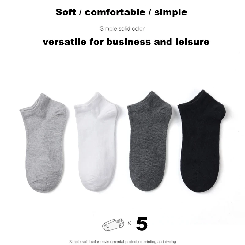 Men Ankle Socks Solid Color Black White Gray Breathable Cotton Sports Socks Unisex High Quality Spring Summer Male Short Sock