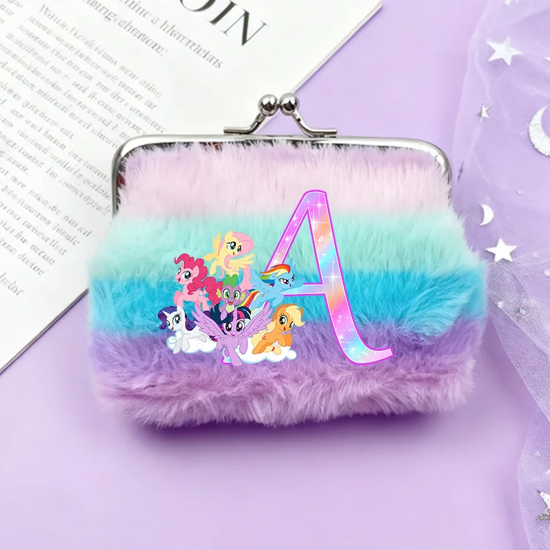 

4 Inch My Little Ponys Coin Purse Kawaii Anime Twilight Sparkl Y2K Money Bag Stripe Rainbow Fashion Wallets Birthday Party Gift