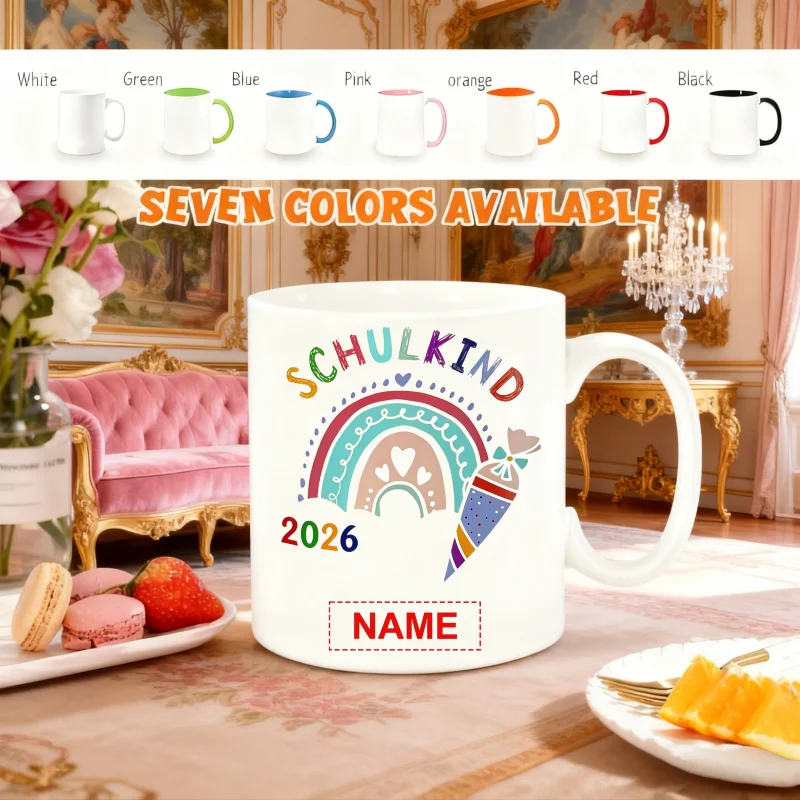Custom Ceramic Mug - 'Schulkind 2026' German School Theme Cup | Dishwasher Safe, Microwave Safe, Perfect for Hot & Cold Beverage