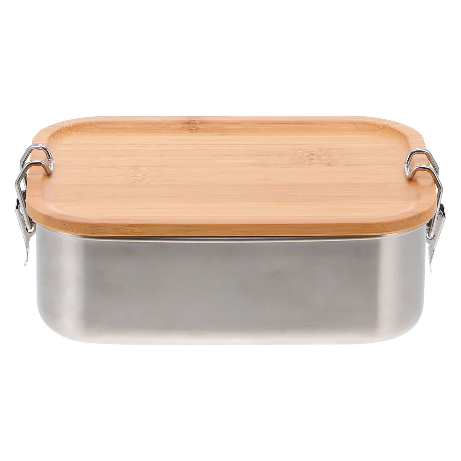 

Stainless Steel Bento 18cm 1200ml Leakproof Containers Wood Cover Lunch Box for Picnic Camping School Office Portable