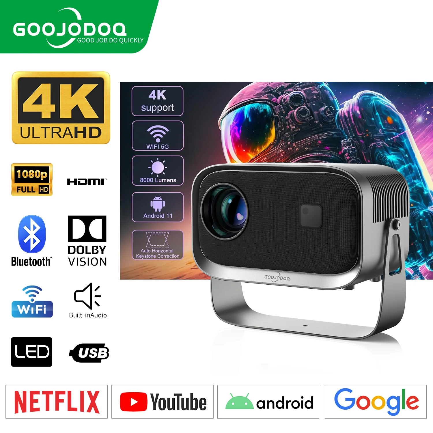 

FHD Native 1080P Projector WiFi 6 Bluetooth 5.2 4K 150 ANSI Outdoor Movie Proyector Home Projector iOS Android HDMI TV Stick