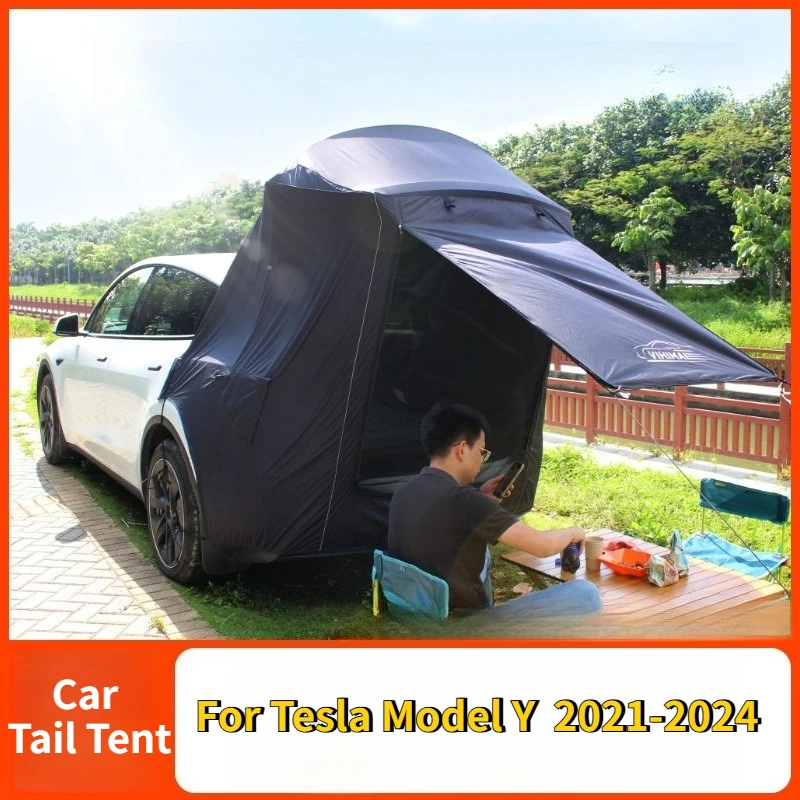 

Кемпинговая палатка для Tesla Model Y 2021-2024, солнцезащитный козырек на заднюю дверь и тент от дождя, водонепроницаемая палатка с защитой от комаров, аксессуары