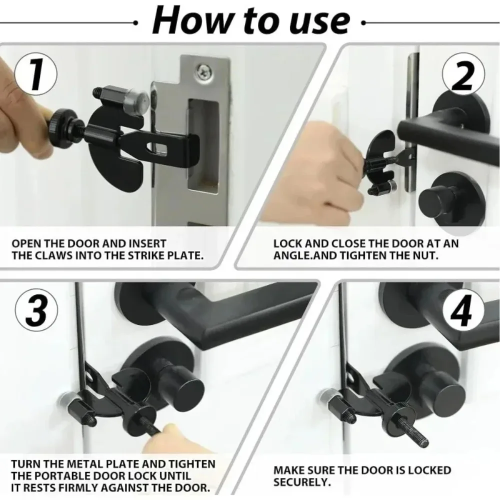 Travel Hotel Portable Privacy R Door Hardware Safe Latch Anti Theft Stopper Door Jack Door Lock Door Stopper Safety view 6