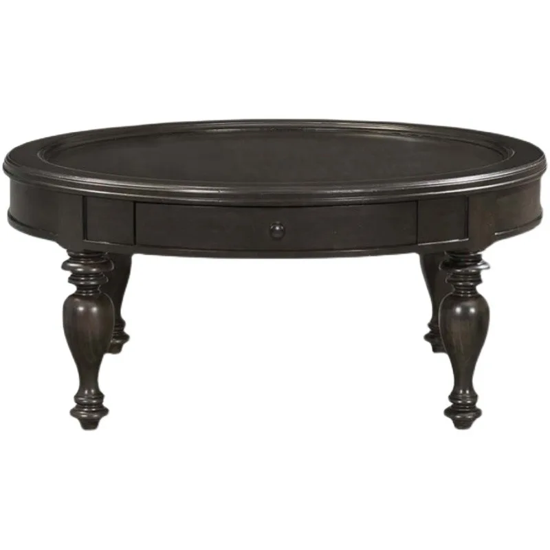 

American rural solid wood retro old round table wooden storage coffee table