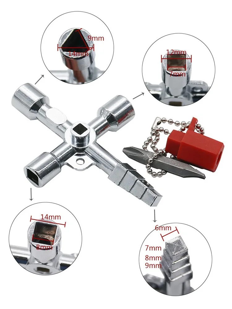 Plombier Triangle Universel Multifonction, Outils de Réparation, Outils à Main, 4 Voies, HTML pour Compteur de Gaz et Électrique, Armoires