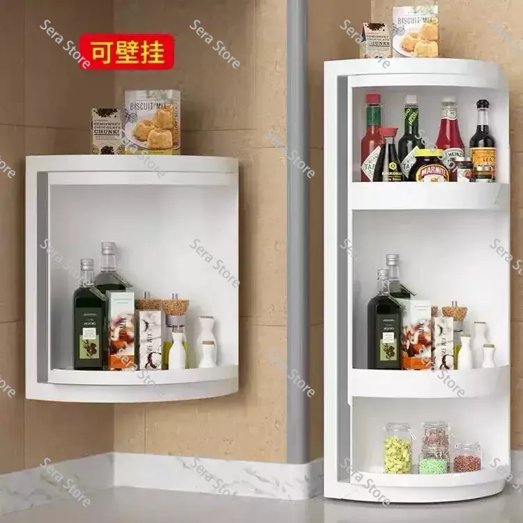Kitchen Multi-Layer Rotating Storage Rack,Wall-Mounted Bathroom Corner Box,High-Temperature Sterilization Storage for Household